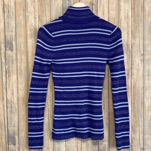 Basic Editions Blue Striped Long Sleeve Turtleneck Sweater | NWOT | Medium - Picture 10 of 10